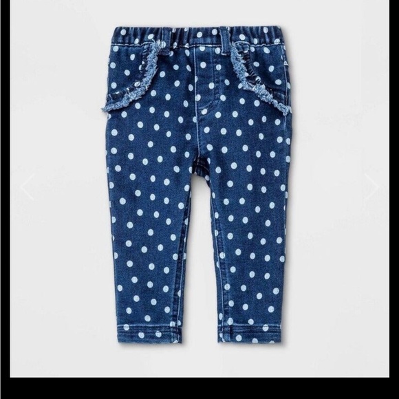 Baby Girls Polka Dot Denim Cat and Jack NWT size 12m - Picture 1 of 3